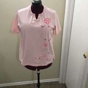 Pink Embroidered Teeshirt